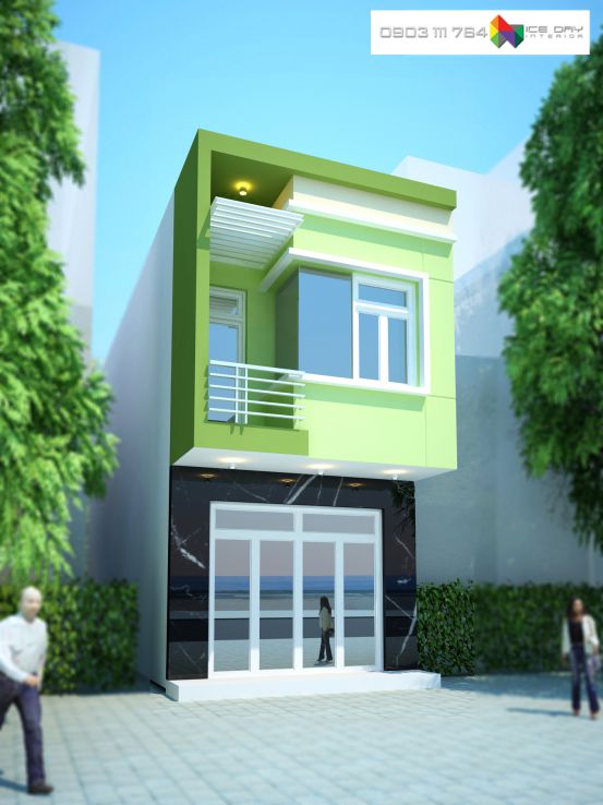 Mẫu thiết kế nhà 1 trệt 1 lầu diện tích 5x16m