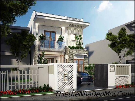 Mẫu thiết kế nhà 1 trệt 1 lầu diện tích 8x20m